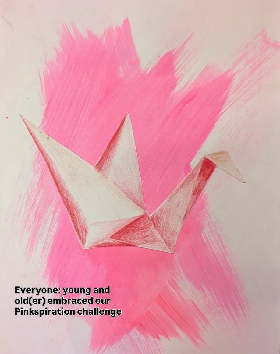 Our primary school sketchbook club embraced our pink theme last week! Scroll through to see the proud artist&rsquo;s faces. 

It was good to raise awareness and why we are supporting @tenovuscancer with the younger generation. 

#bethmorrisworkshops 
