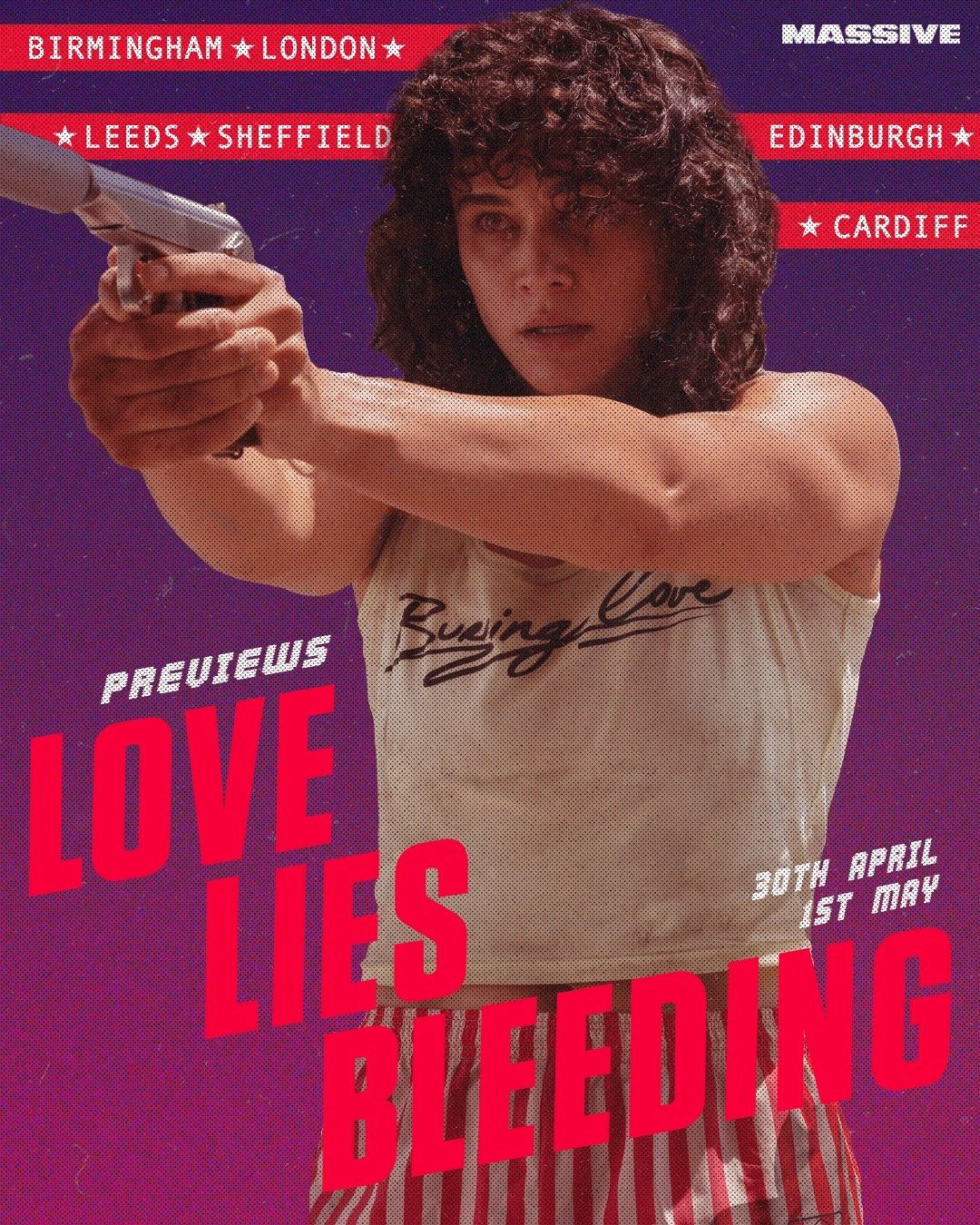 🩸 MASSIVE PREVIEWS: LOVE LIES BLEEDING 🩸⁠
⁠
Coming soon to a cinema near you, we're hosting SIX preview screenings of LOVE LIES BLEEDING, an electric love story from SAINT MAUD director Rose Glass. ⁠
⁠
Kristen Stewart stars as Lou, a reclusive gym 