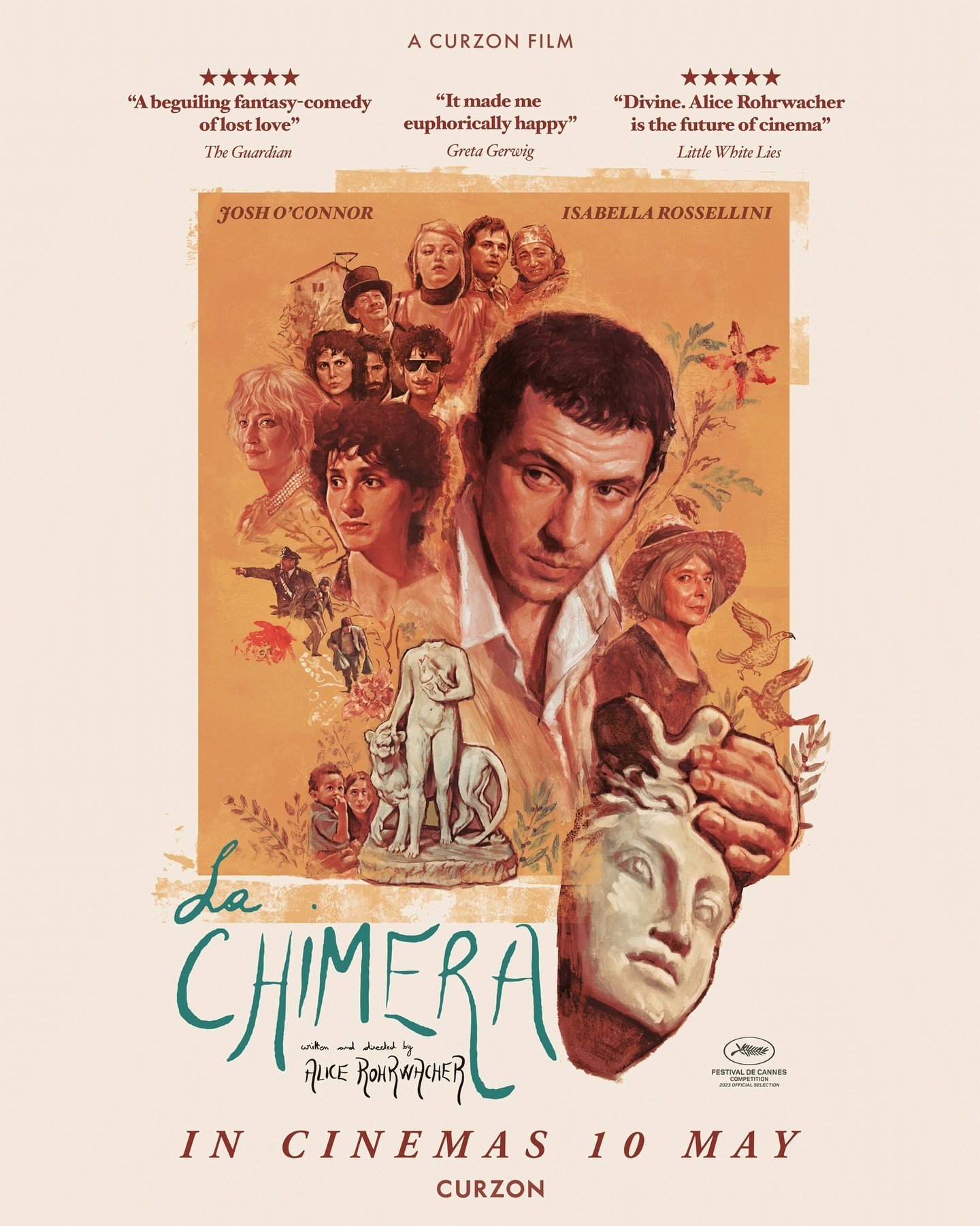 Check out the official poster for LA CHIMERA, Alice Rohrwacher's dreamlike journey through rural Italy starring Josh O'Connor and Isabella Rossellini ✨️⁠
⁠
In cinemas 10th May, with an exclusive MASSIVE preview happening on the 8th 😮 Stay tuned for 