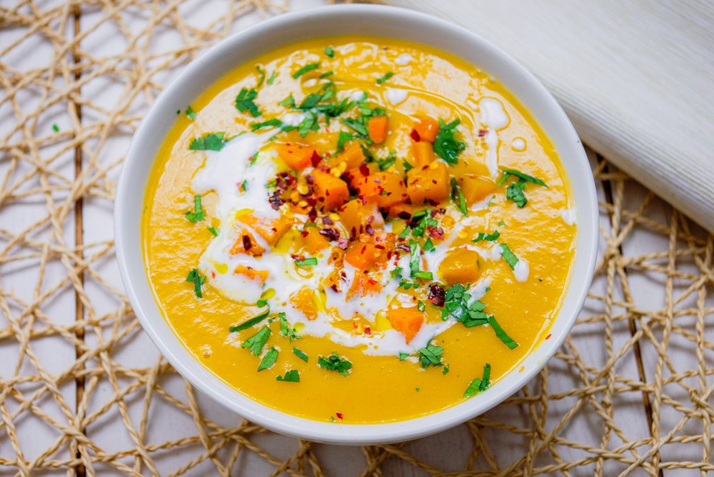 carrot and coriander soup by kam sokhi allergy chef