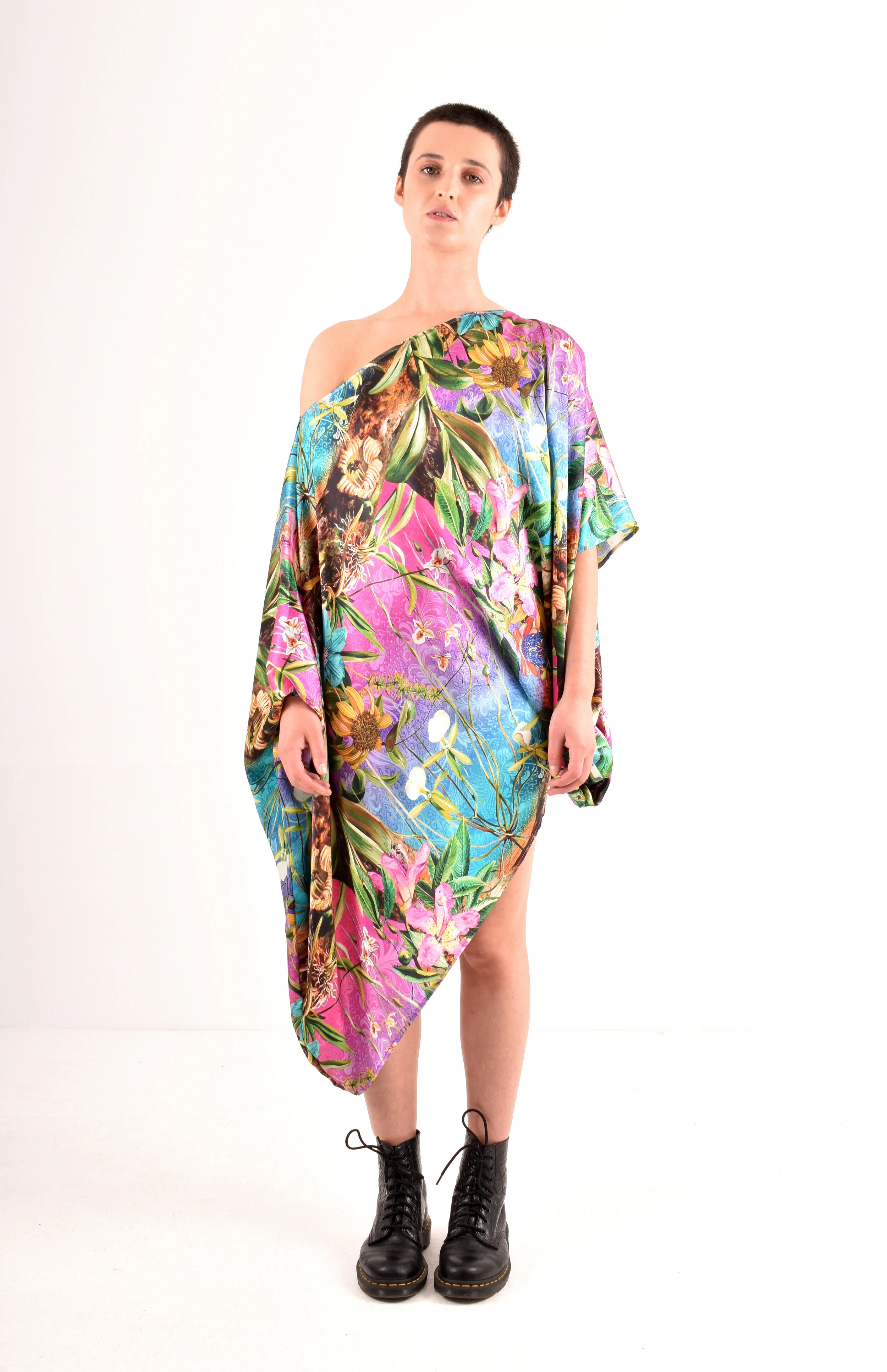 Pink/Blue Flora Print Viv Mini Dress