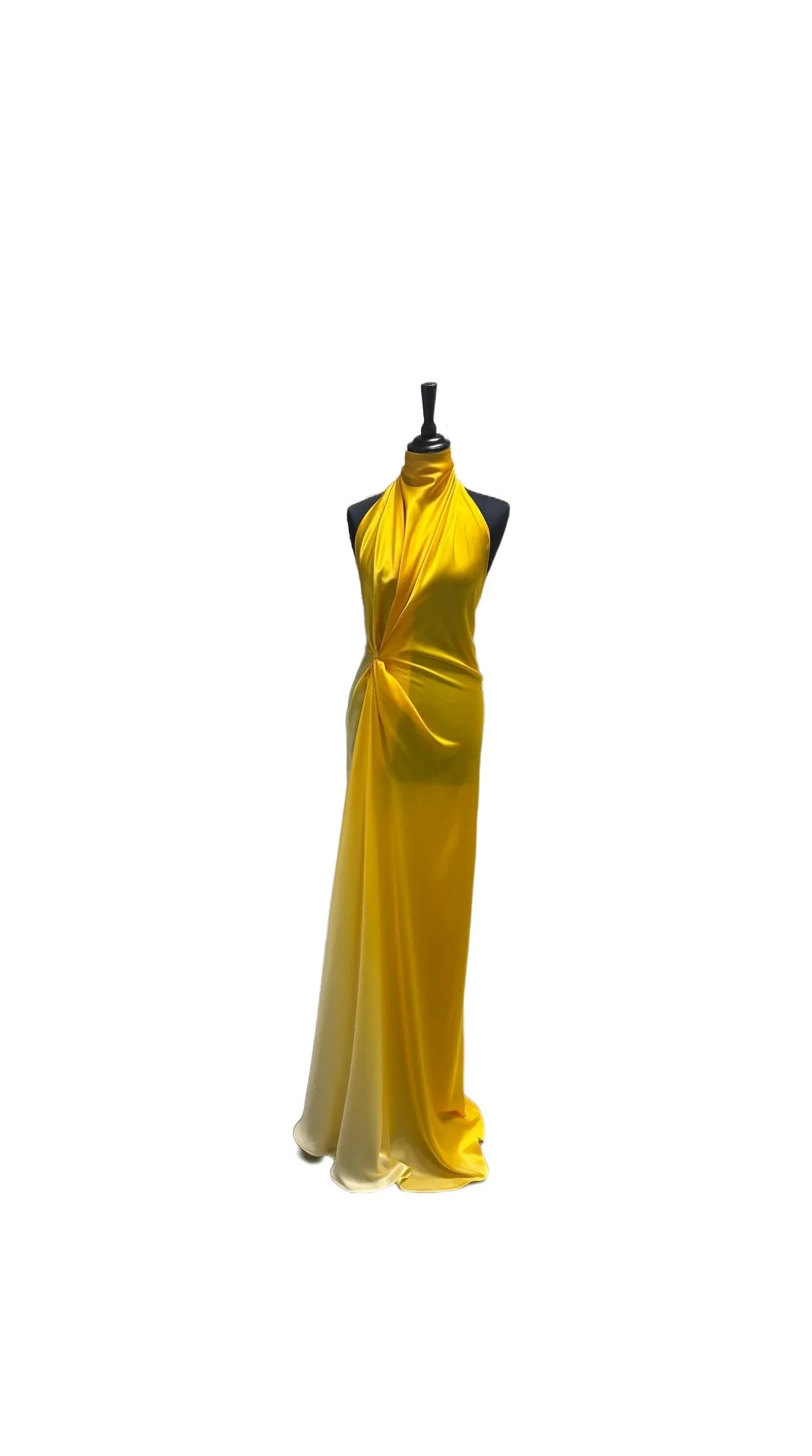 Yellow Dip High-Neck Dress
