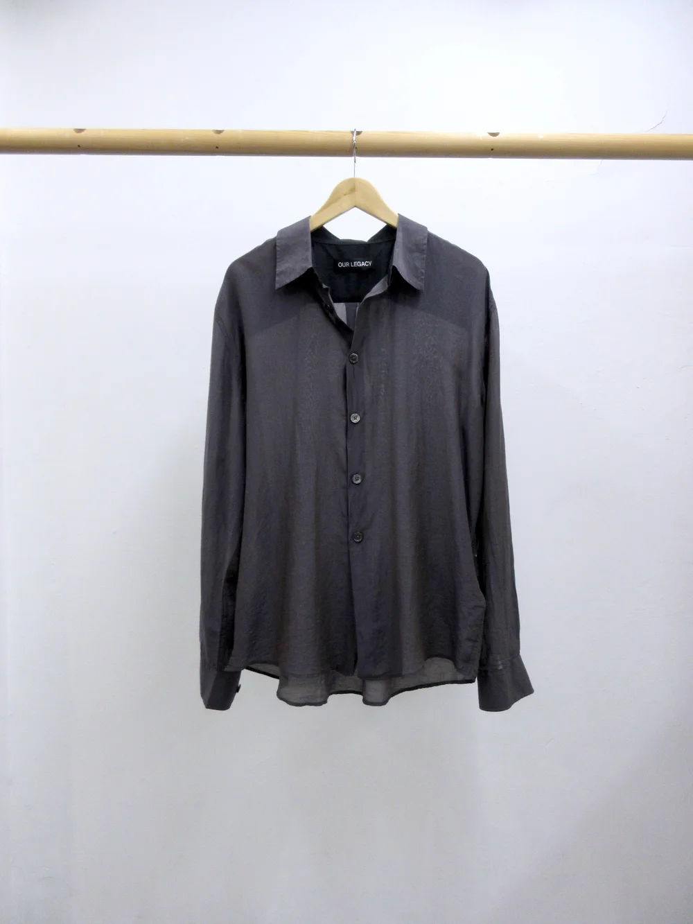 Our Legacy - Beyond Shirt Charcoal Bordeaux Cotton Silk — Bjork