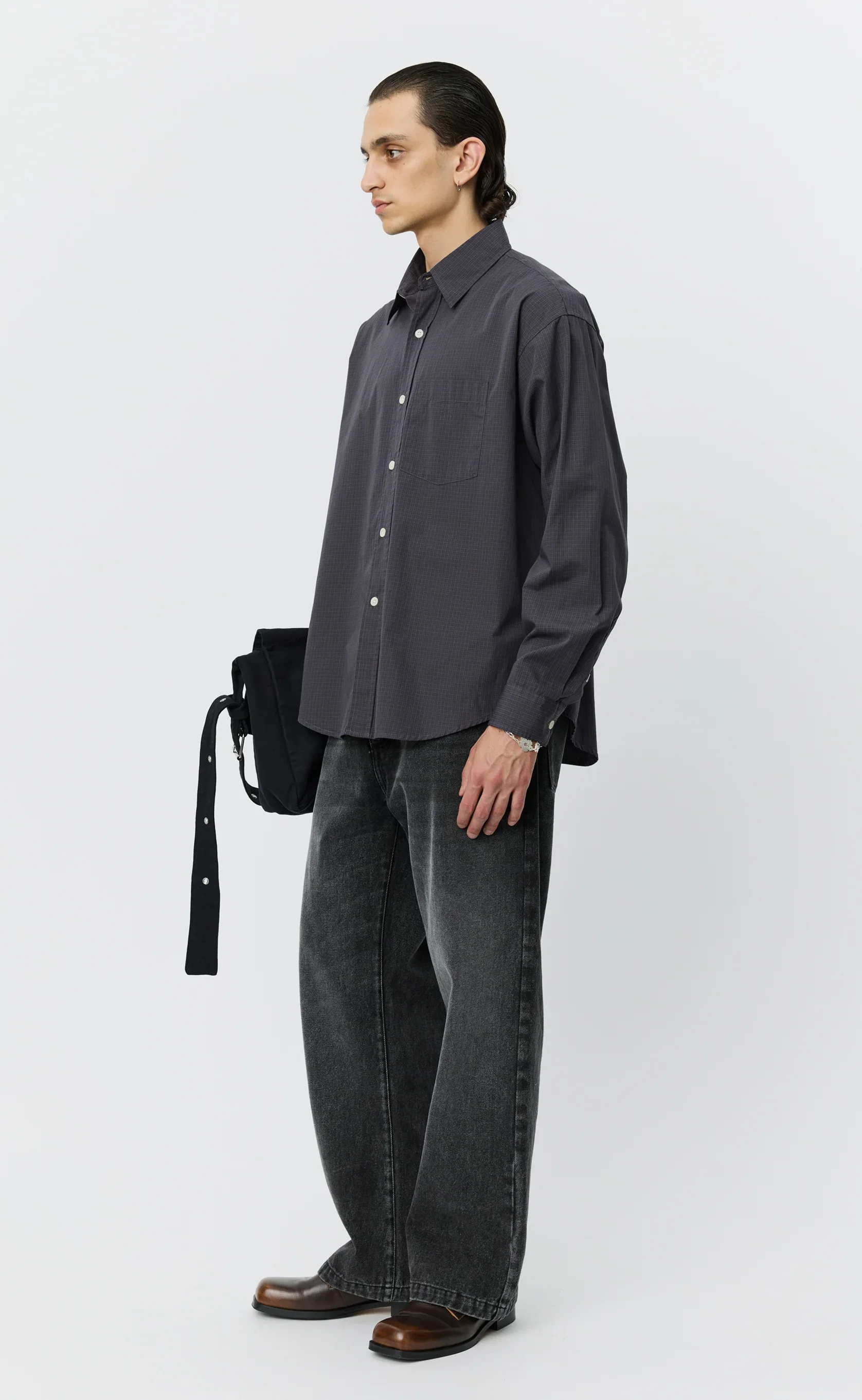 Mfpen - Executive Shirt - Mushroom Micro Check Poplin