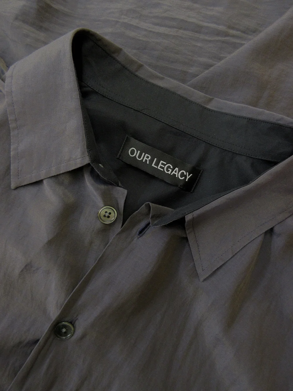 Our Legacy - Beyond Shirt Charcoal Bordeaux Cotton Silk — Bjork