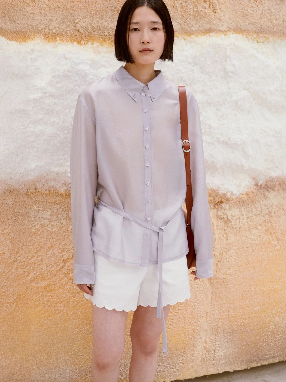 Low Classic - See-Through Shirred Back Blouse