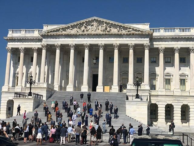 Congressional Black Caucus and some House Democrats on the Capitol steps this morning before the George Floyd Justice in Policing Act. It includes reforms to curb police brutality, end racial profiling, and eliminate choke-holds. #policereform #johns