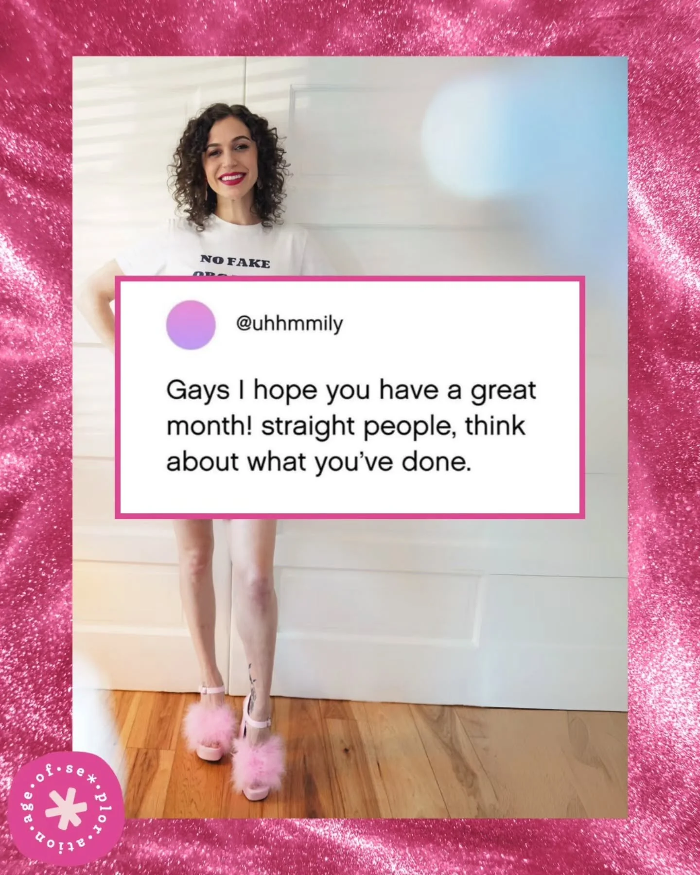 Follow ✨@ageofsexploration✨ for more seggs positive empowerment and education about seggsual health (and memes!)

Hasthtags : #PrideMonth #QueerMemes #LGBTQHumor #GayMemes #ChaoticQueer

IMAGE DESCRIPTIONS

Slide 1 Image Description: A creator photo 