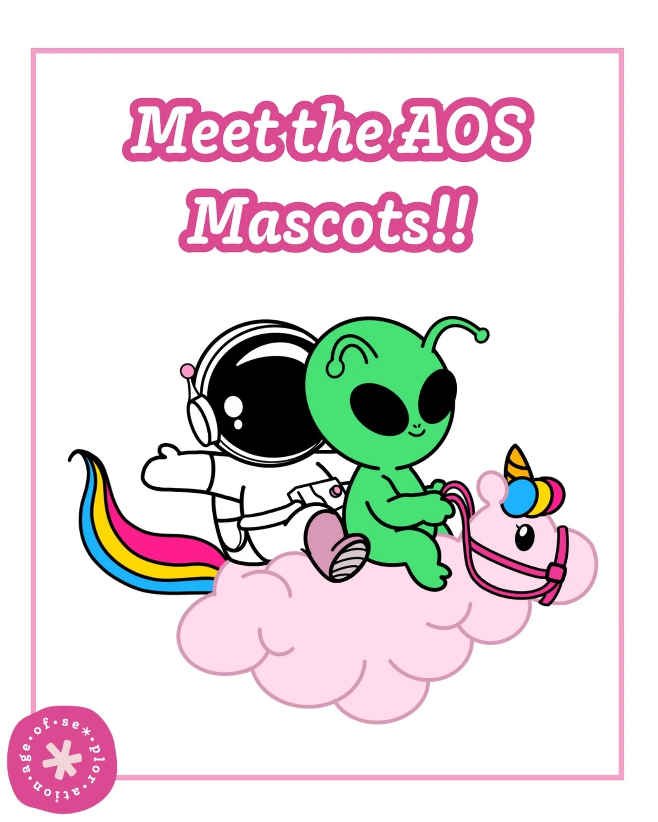 I realized I&rsquo;d been selling merch with these cuties for almost two years with NO INTRODUCTION?! 

Everyone, meet Cosmo, the secsplorer &amp; Quim, the non-binary alien (and their pansexual unicorn, Nova). You can find them on stickers at my eve