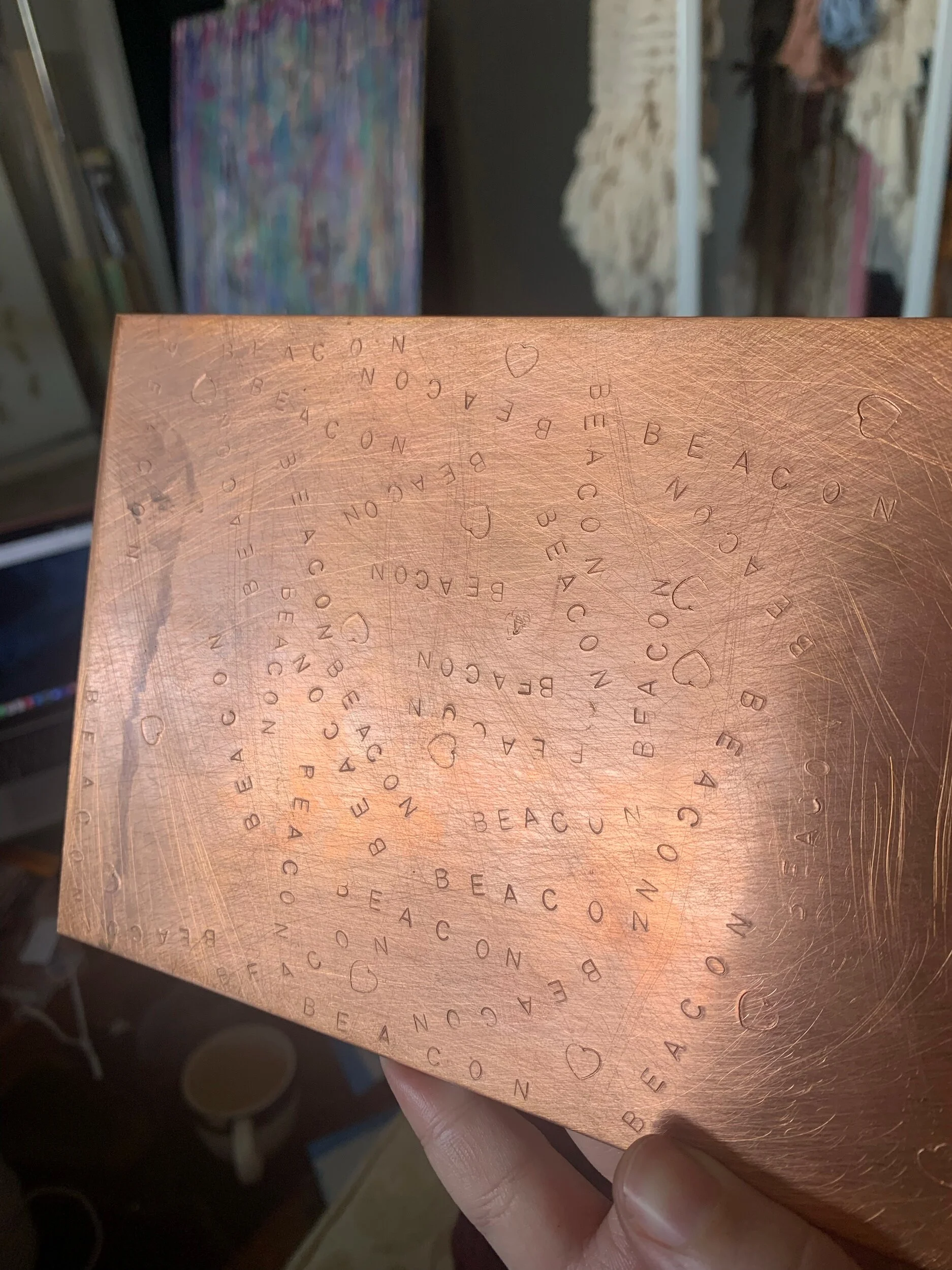 Hand-stamped copper. 2021.
