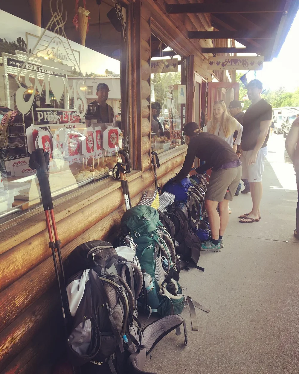 Thru hiker backpacks at a local town on the PCT (Copy)