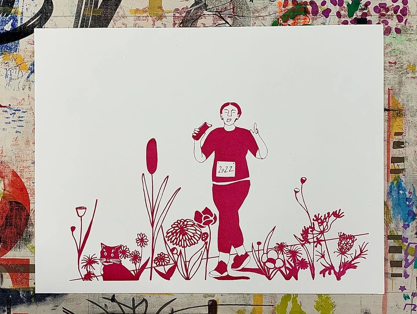 Screen print commissioned for a client who's partner was running the NYC marathon 