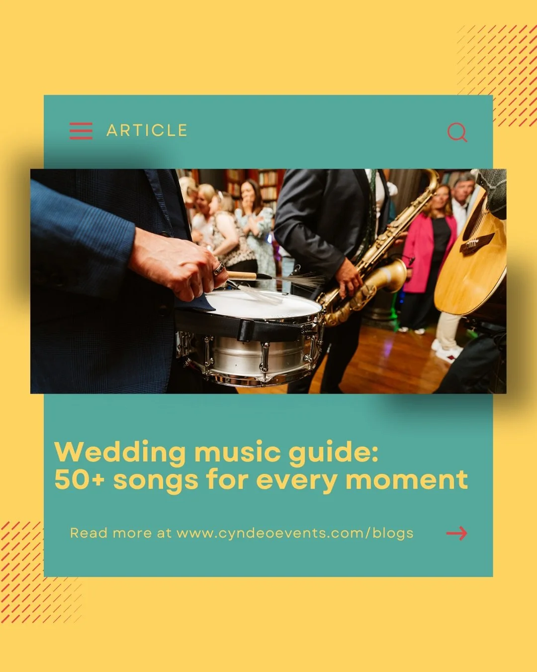 Looking for the perfect wedding playlist? 💍 

Our guide features 50+ of the most popular wedding songs, from timeless classics to modern hits, all categorised to make your selection easy and give you a good starting point for you to create the sound
