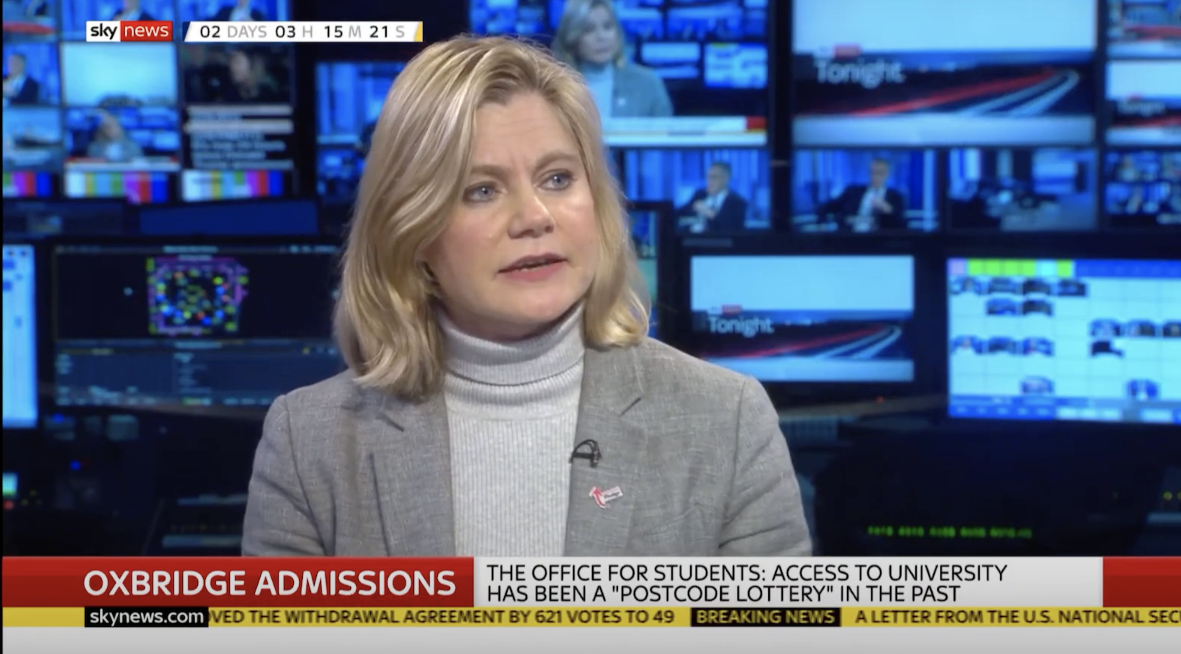 Justine talking Universities on Sky News