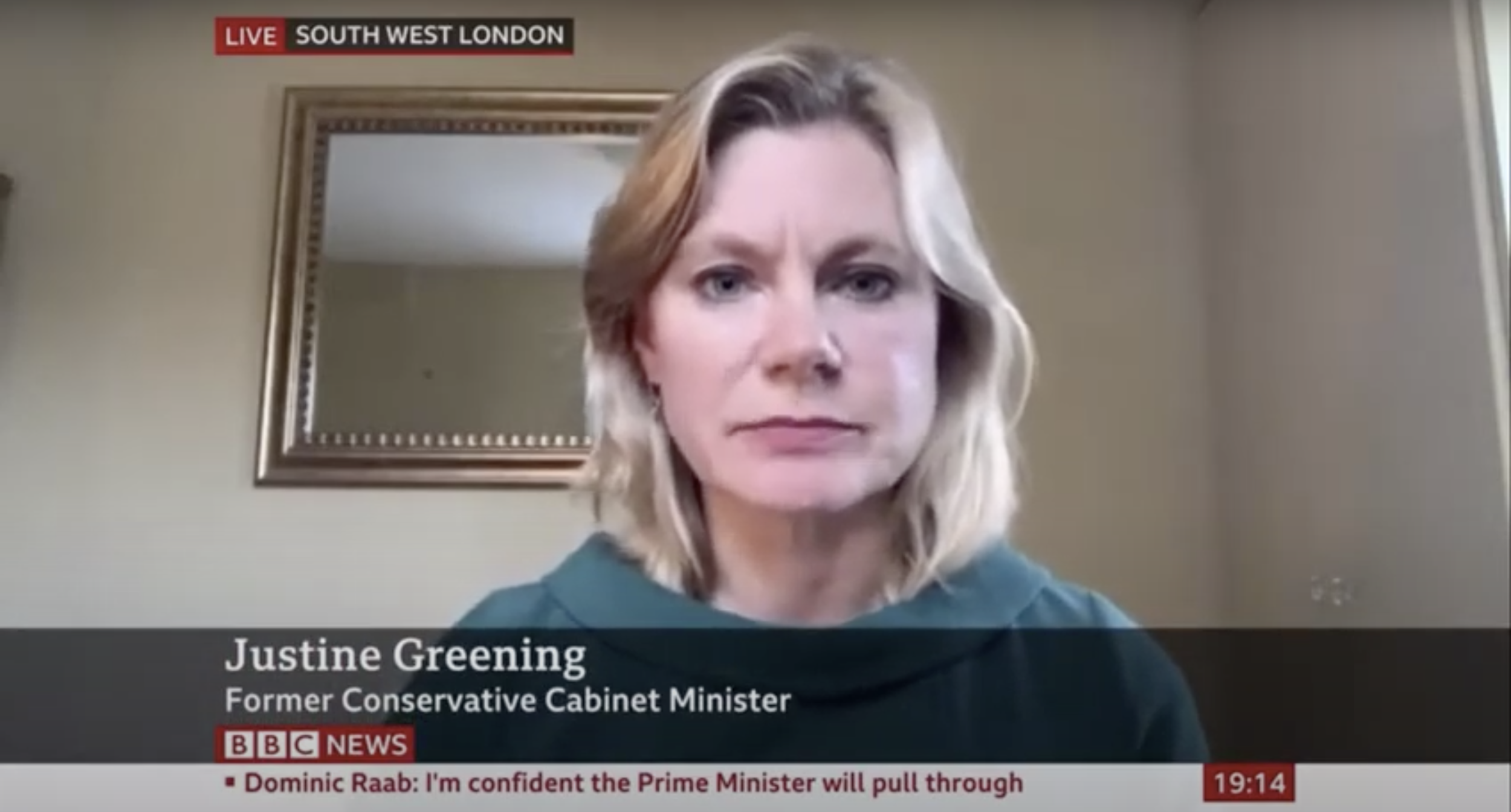 Justine talking COVID-19 on Sky News