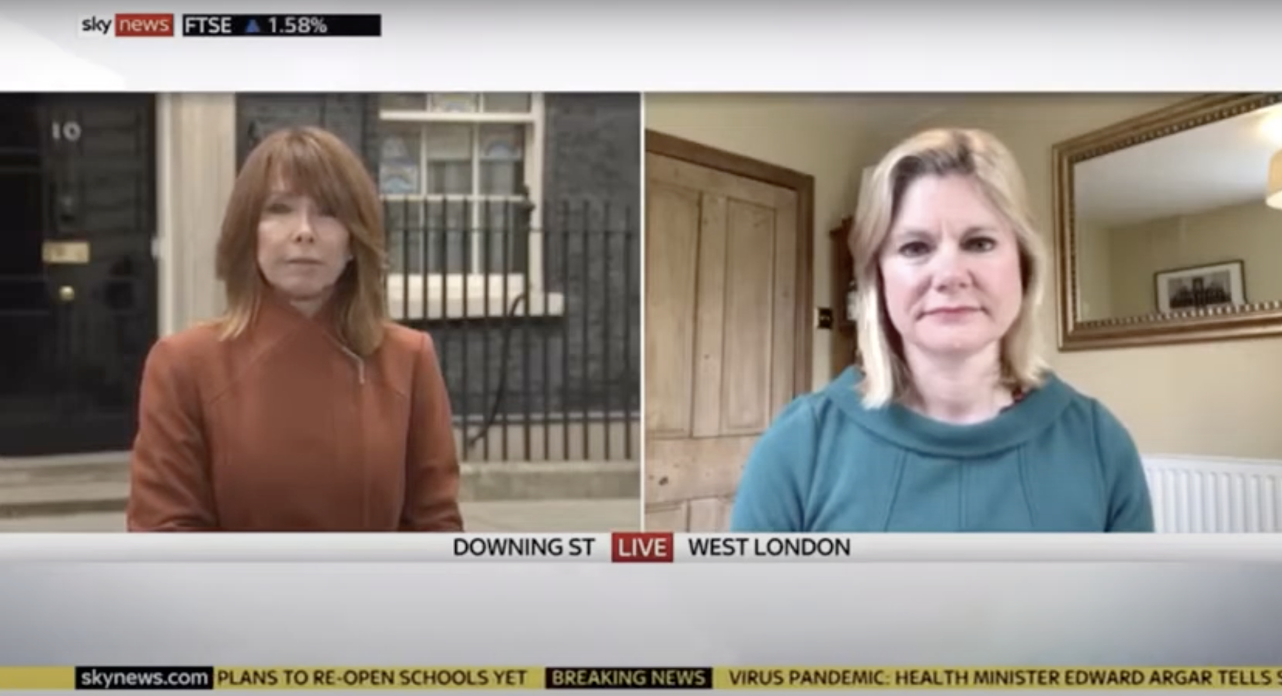 Justine talking C-19 Business Pledge on Sky News