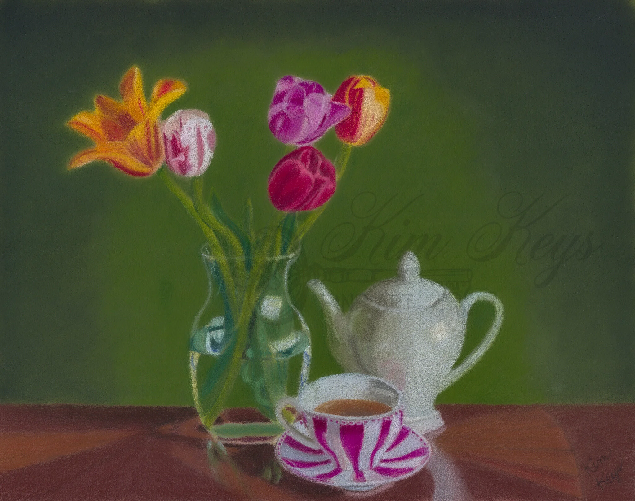 Teatime & Tulips -Original for sale for $225 as well as prints -Drop-shipping available for prints as well. Click on photo to purchase directly from my online store. 