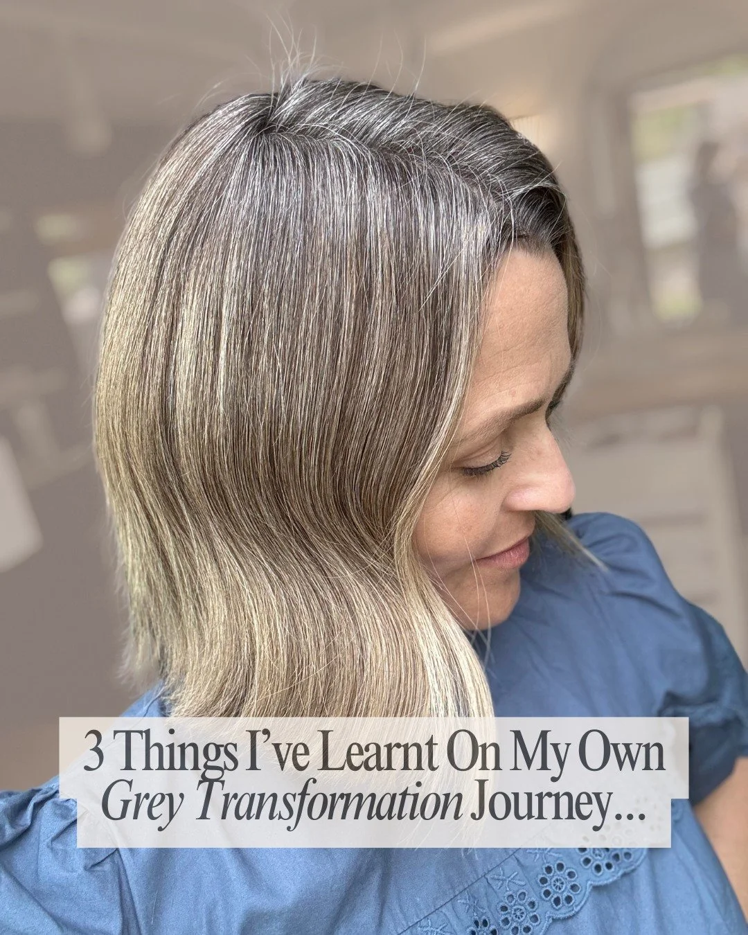 3 things I've learnt on my own grey transformation journey...✨ 

As a hair stylist and colourist, I&rsquo;d spent years working with grey hair and helping clients navigate it. But when it came to my own greys, it felt completely different. Learning a
