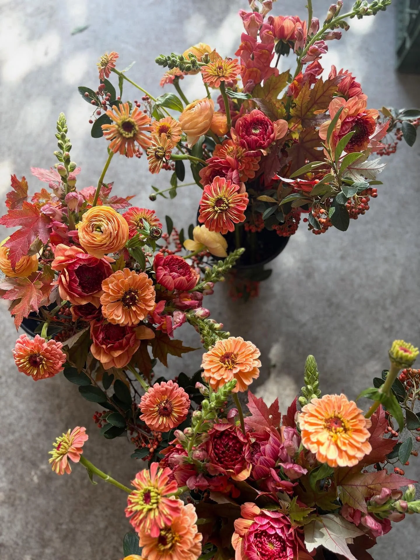 Weekly bouquets headed out the door complete with our very own @loopflowergarden giant salmon zinnias! Such a treat to send these beauties out to our clients.
