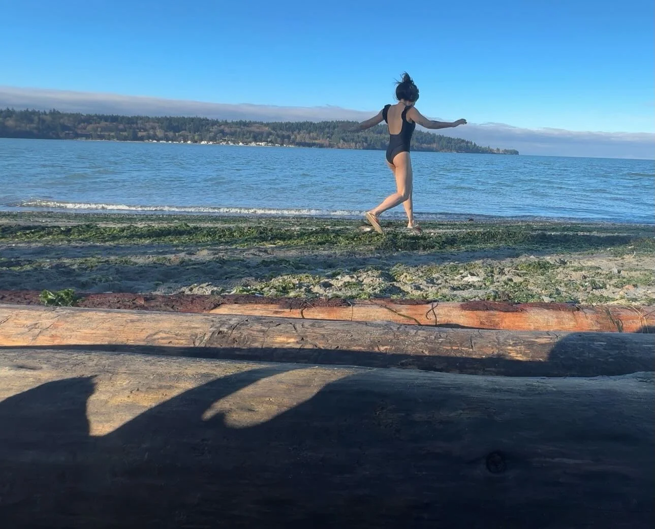 Slow bloomer. Been in Bellingham for almost 2 years and finally made it into the ocean this morning. Thanks @nicki.lang.studio I am so pumped for your heart&rsquo;s dreams to come true. &ldquo;It&rsquo;s just cold!&rdquo;