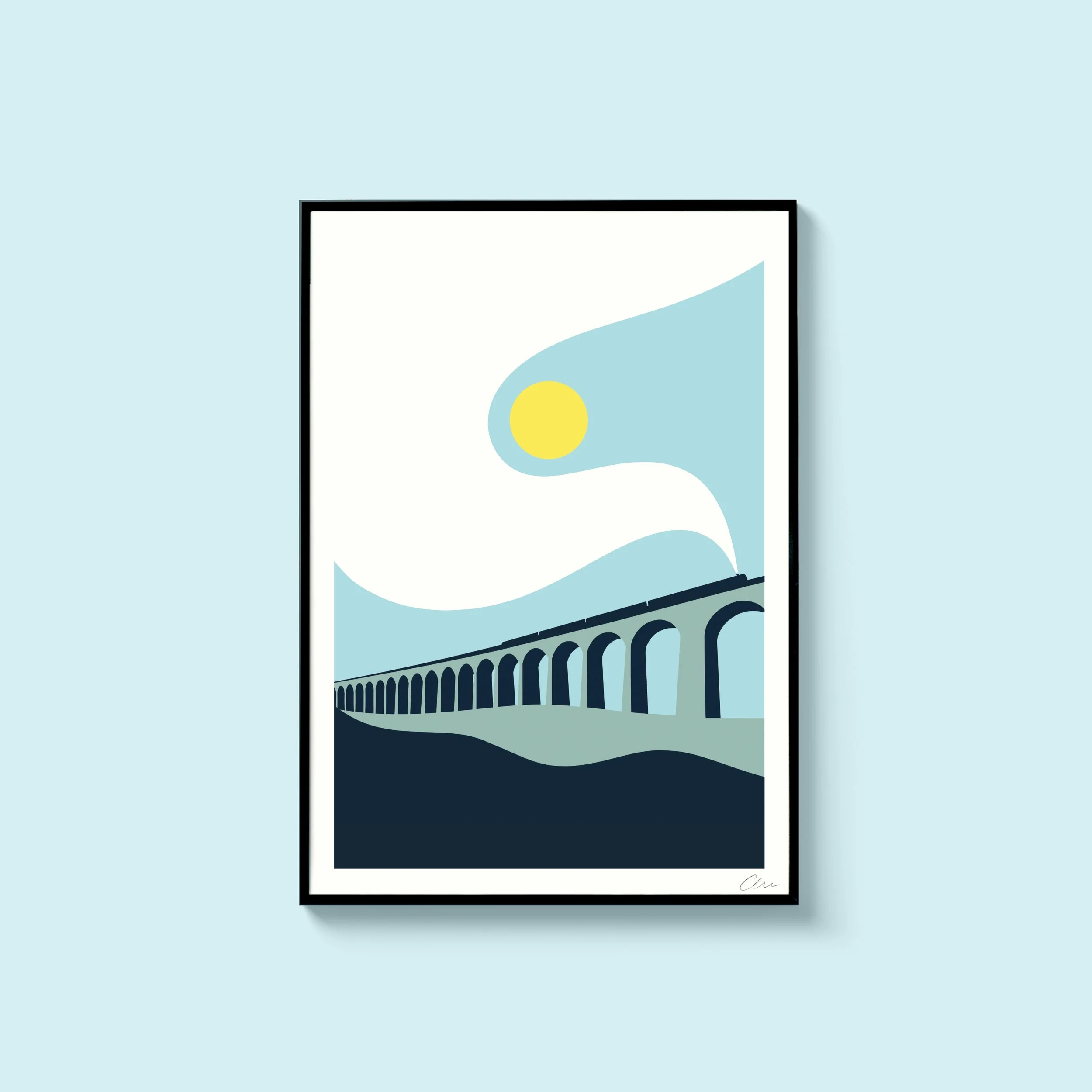 A4 sized art print of Ribblehead Viaduct, in Yorkshire. — OR8DESIGN
