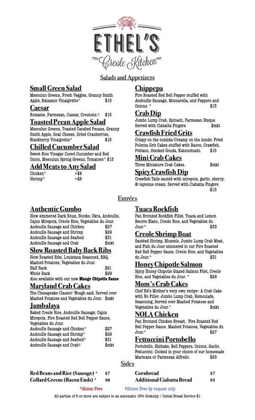 Menus — Ethel's Creole Kitchen