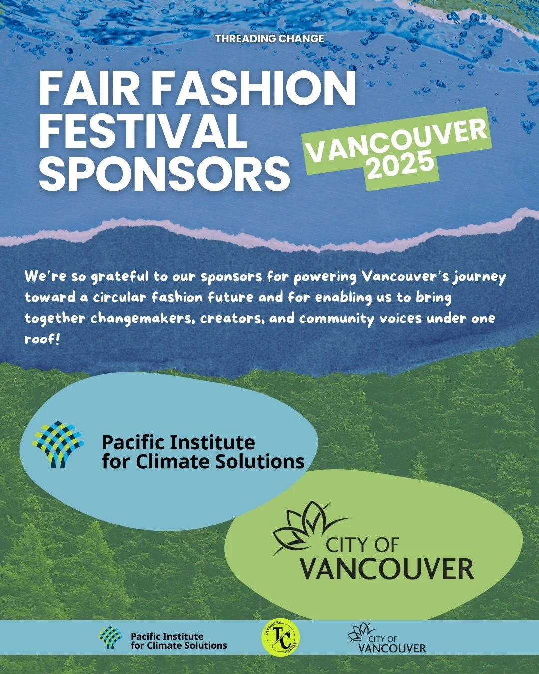 We are SO grateful to the City of Vancouver and the Pacific Institute for Climate Solutions (PICS) for sponsoring the Fair Fashion Festival 2025!

Their support enables us to advance Vancouver&rsquo;s transition toward a circular fashion future, redu