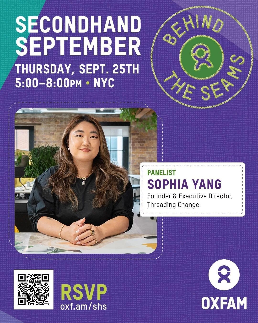 We're so proud to share that our Founder &amp; Executive Director, Sophia Yang, will be joining Oxfam&rsquo;s Secondhand September panel during Climate Week in NYC! 

Together we&rsquo;ll be exploring how fast fashion intersects with workers&rsquo; r