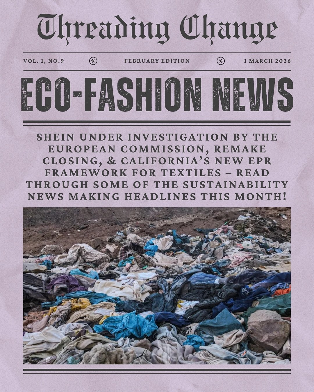From 34% of fashion profits at risk due to climate inaction, to the EU investigating SHEIN under the Digital Services Act, to California passing landmark textile EPR legislation &mdash; regulation &amp; accountability are accelerating. 💚

Meanwhile,