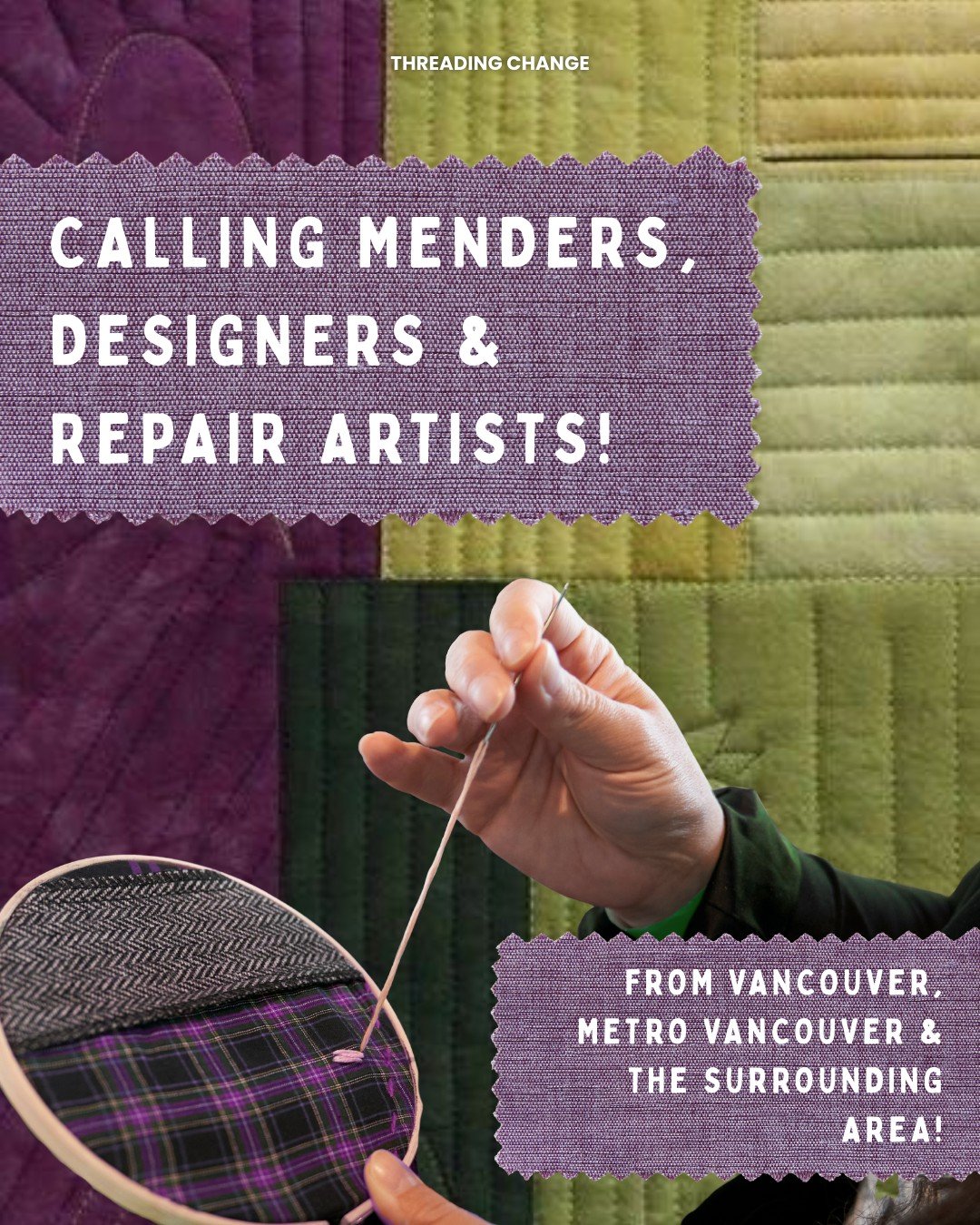 Calling menders, designers &amp; repair artists 🧵✨

We&rsquo;re imagining future community-led fashion and arts programming and are looking to connect with local practitioners across Vancouver &amp; Metro Vancouver.

If your work includes mending, e