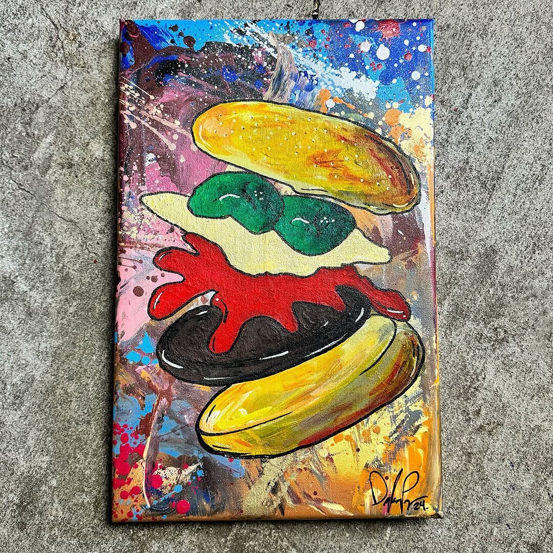 A cheeseburger for the weekend 🍔

I know there will be some debate on the deconstructed ingredients here..but the golden cheese slice will take care of that. This piece was handmade down to the wooden frame I stretched the canvas on.

Thank you for 
