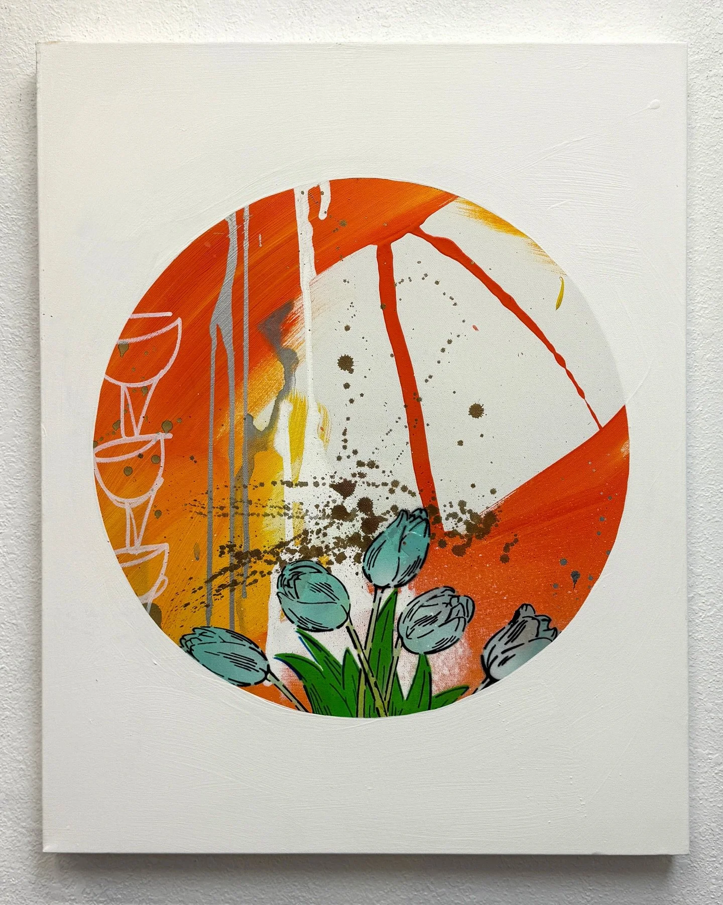 Two things that are difficult: Painting circles and matching white paint.

Had fun masking over this tulip painting. Don&rsquo;t be afraid to experiment, it&rsquo;s half the fun.

30in x 24in┃SOLD 🟠