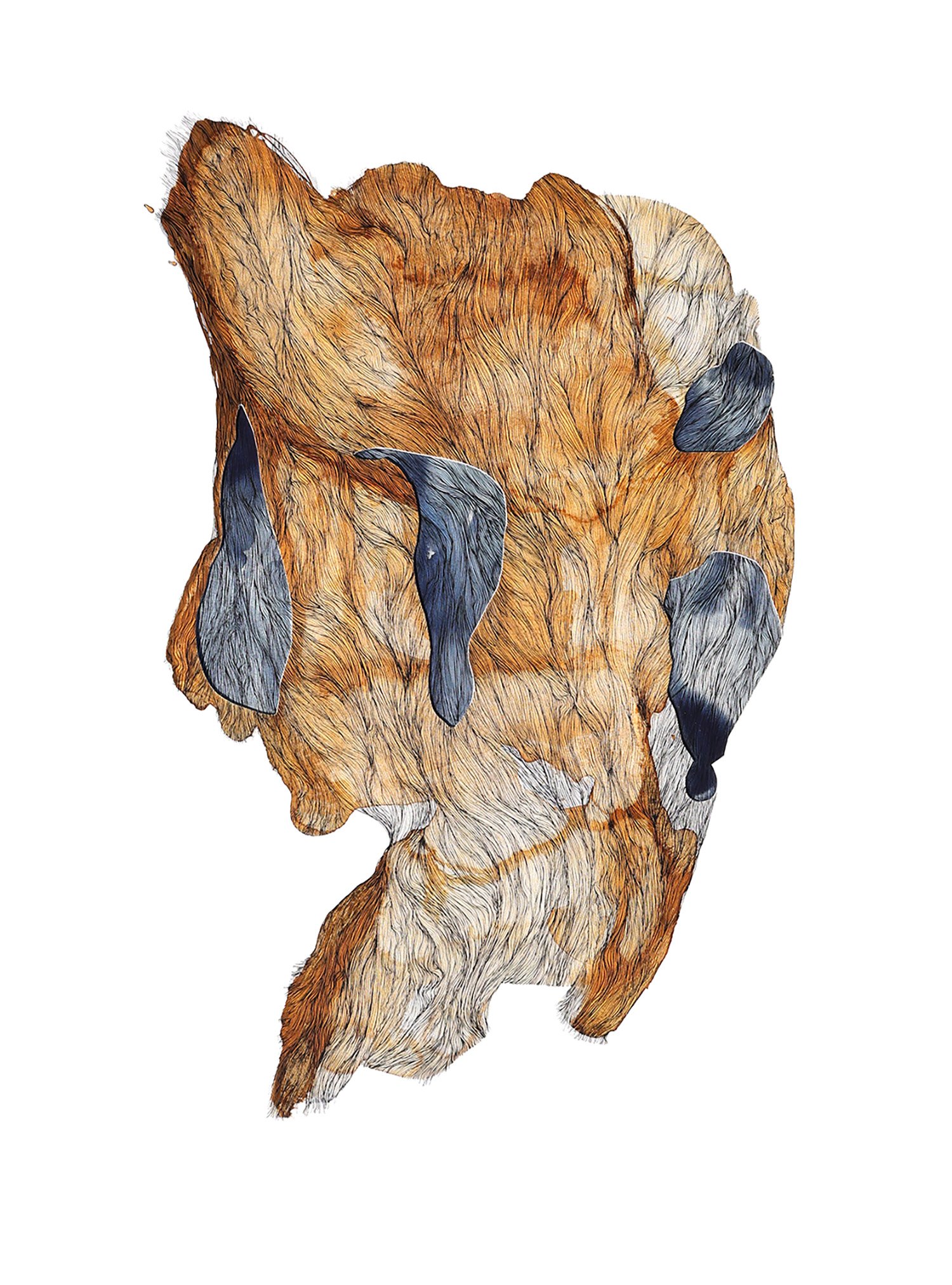 Remediation II Watercolour and ink on paper, including ochre and indigo pigments made during the project. 70 cm x 50 cm