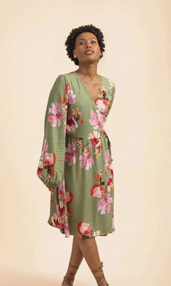 9590. Kaiko, wrap dress, Cherry blossom, koko M