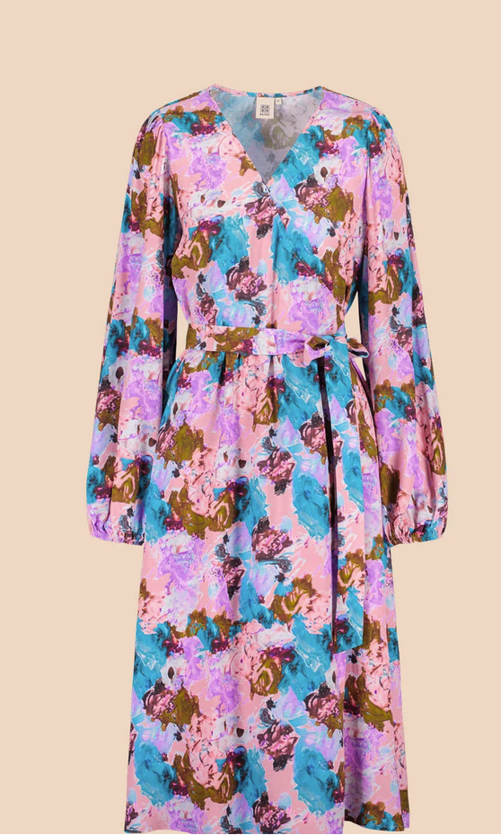 9610. Kaiko, wrap midi dress, Candy Aquarelle, koko XL