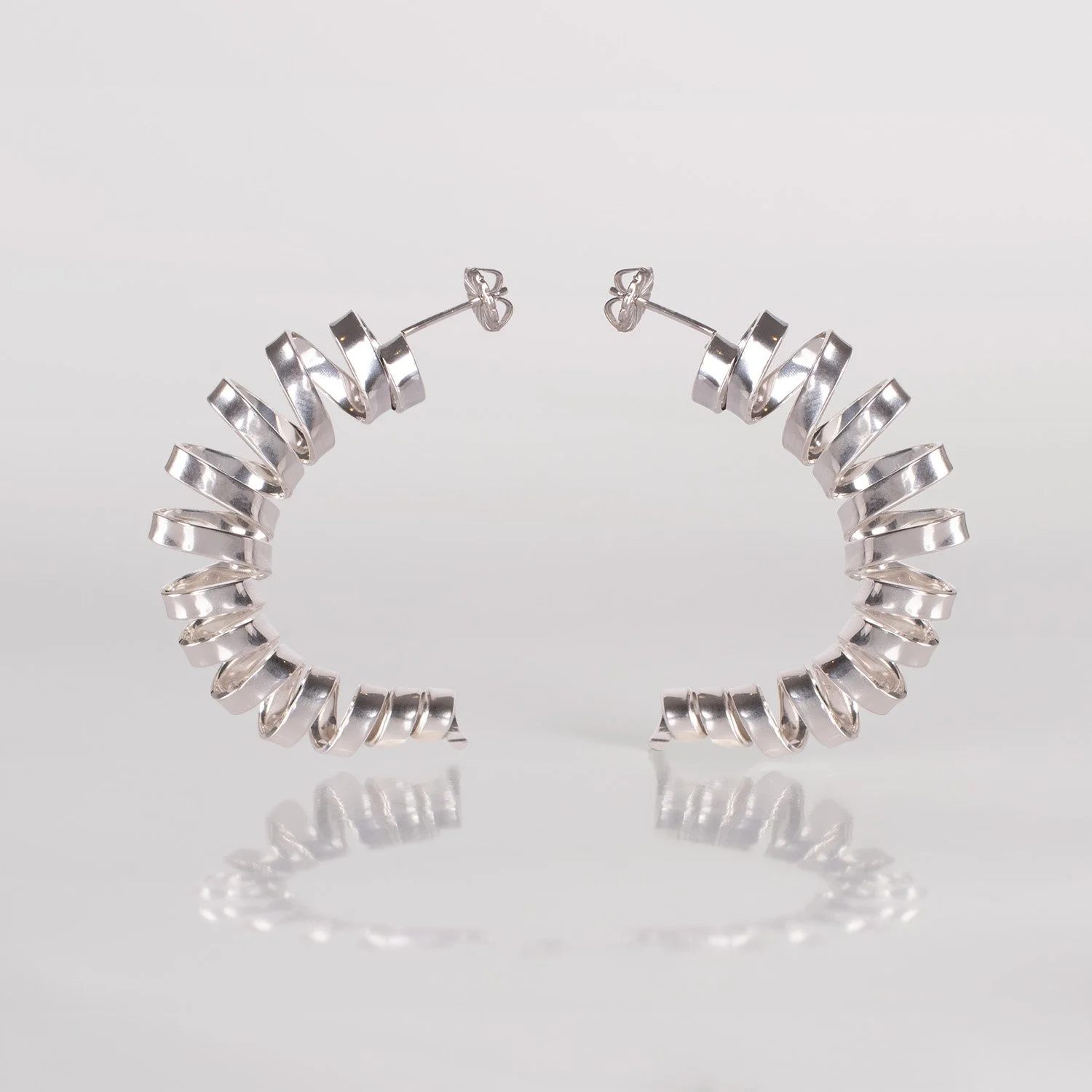 Gray Circle Earrings Silver