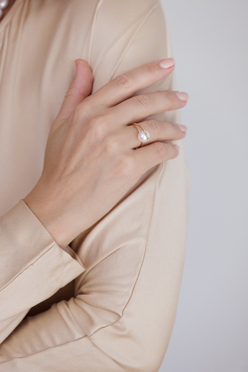 Stripe Pearl Ring 14K Gold — THE SENSE OF BEAUTY