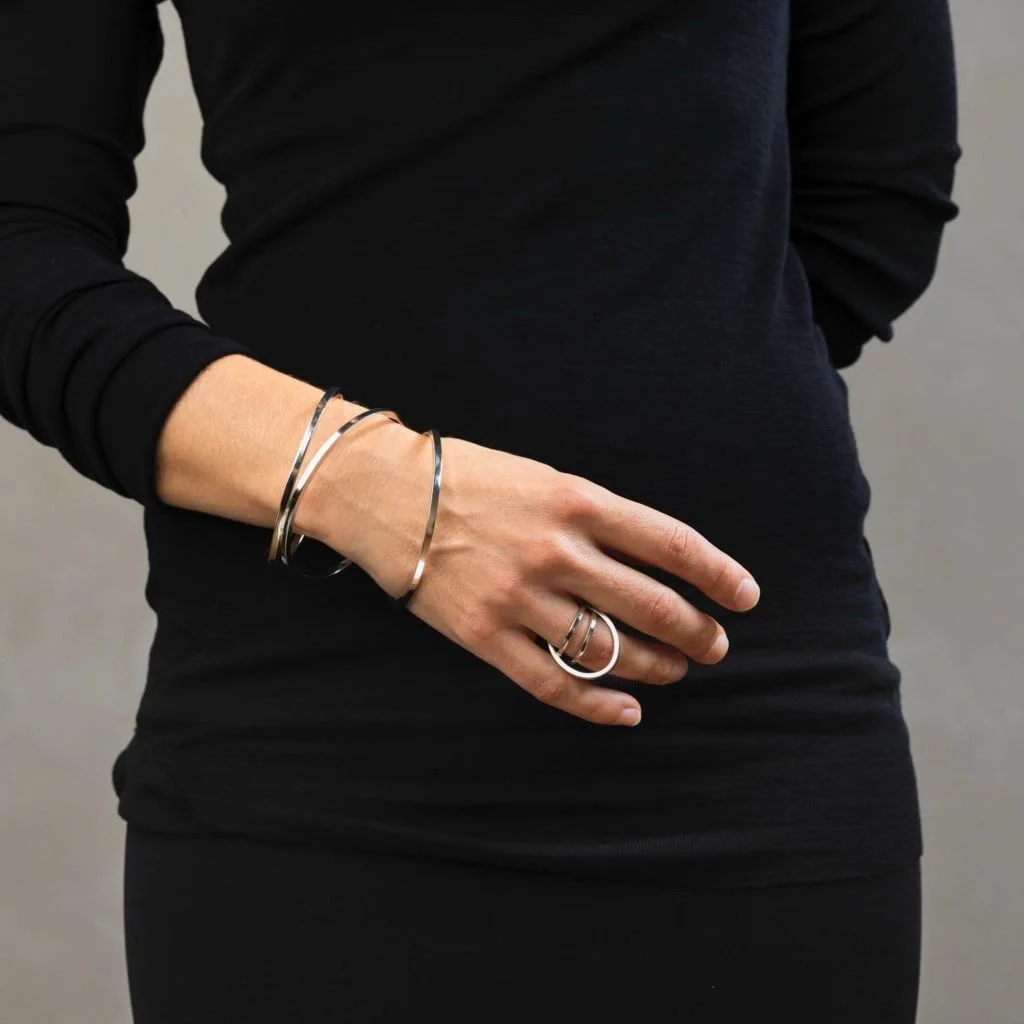 White Circle Ring Silver