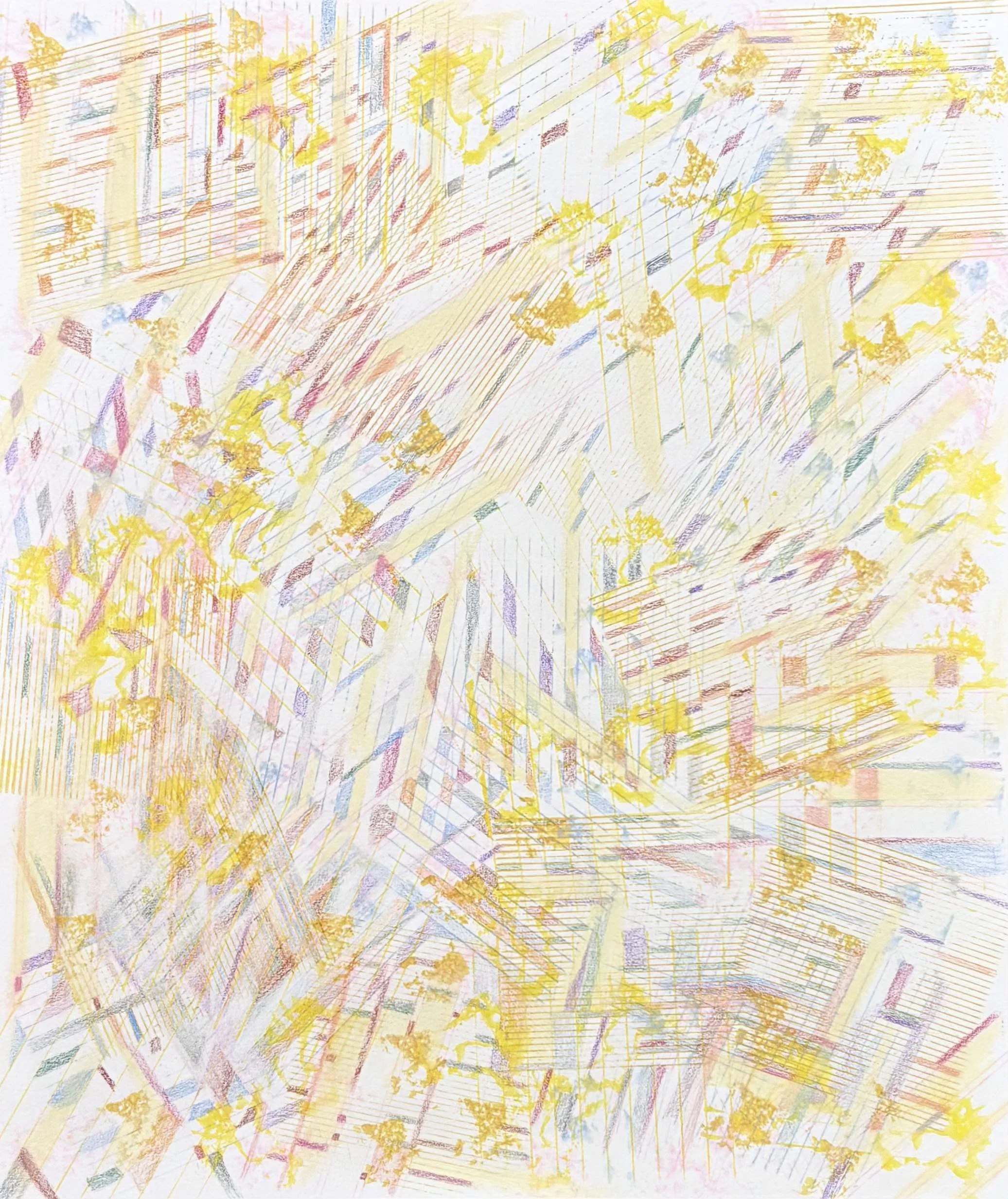 "In or outer" ink and colored pencil on paper, 14 x 17, 2025