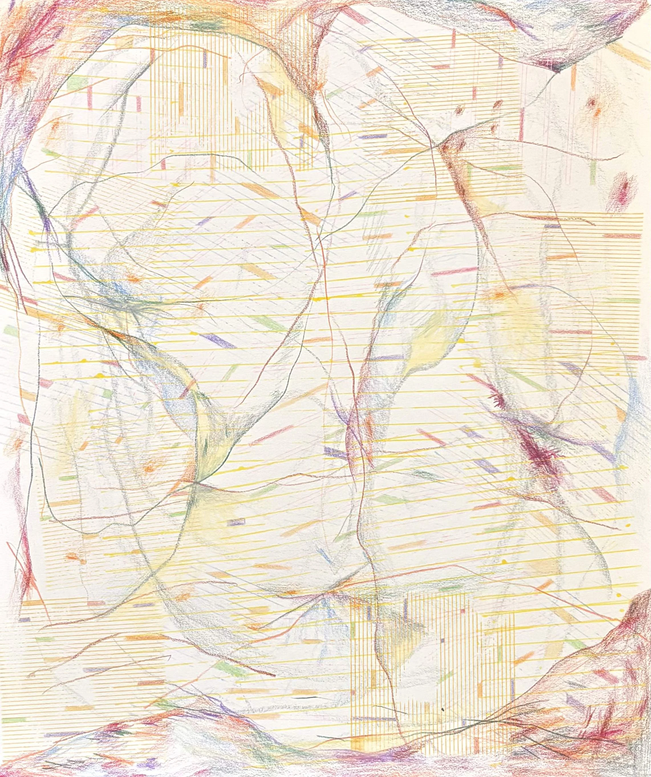 "The  cleave" ink and colored pencil on paper, 14 x 17, 2025