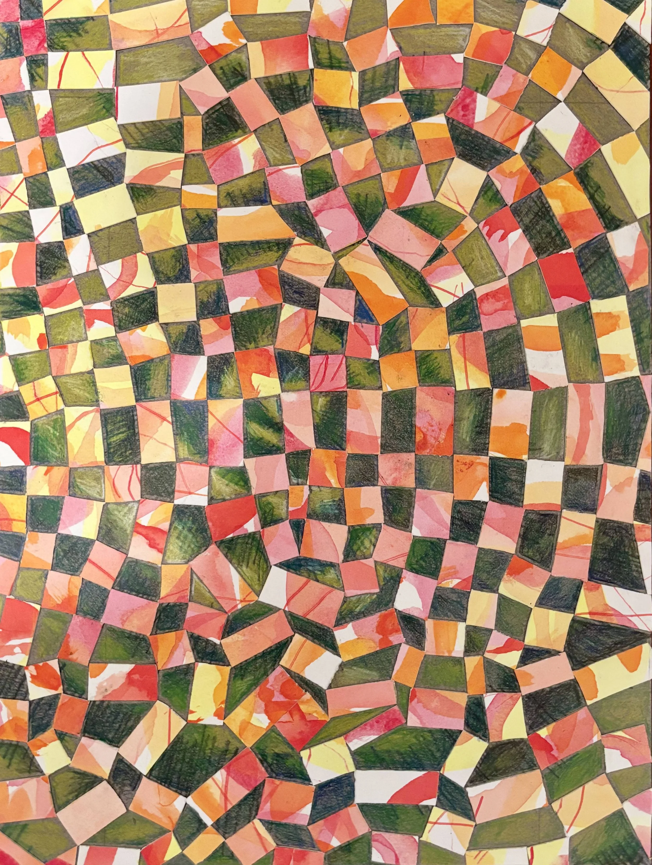 "She split me open I'm not her anymore" Ink and colored pencil on paper, 9 x 12, 2025