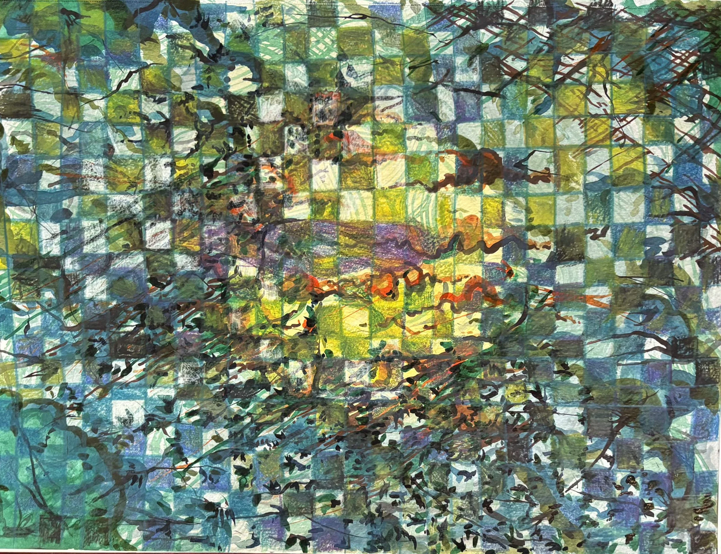 "Divine commety" ink and colored pencil on paper, 9 x 12, 2025