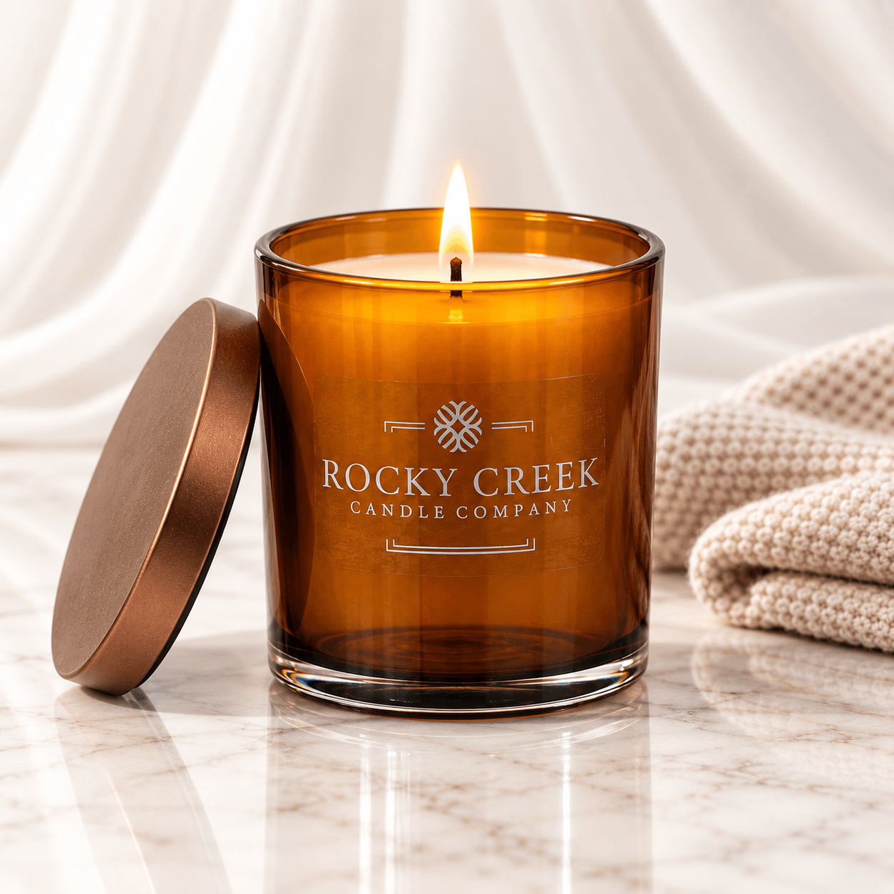 Golden Neroli Blooms Scented amber rock glass tumbler candle
