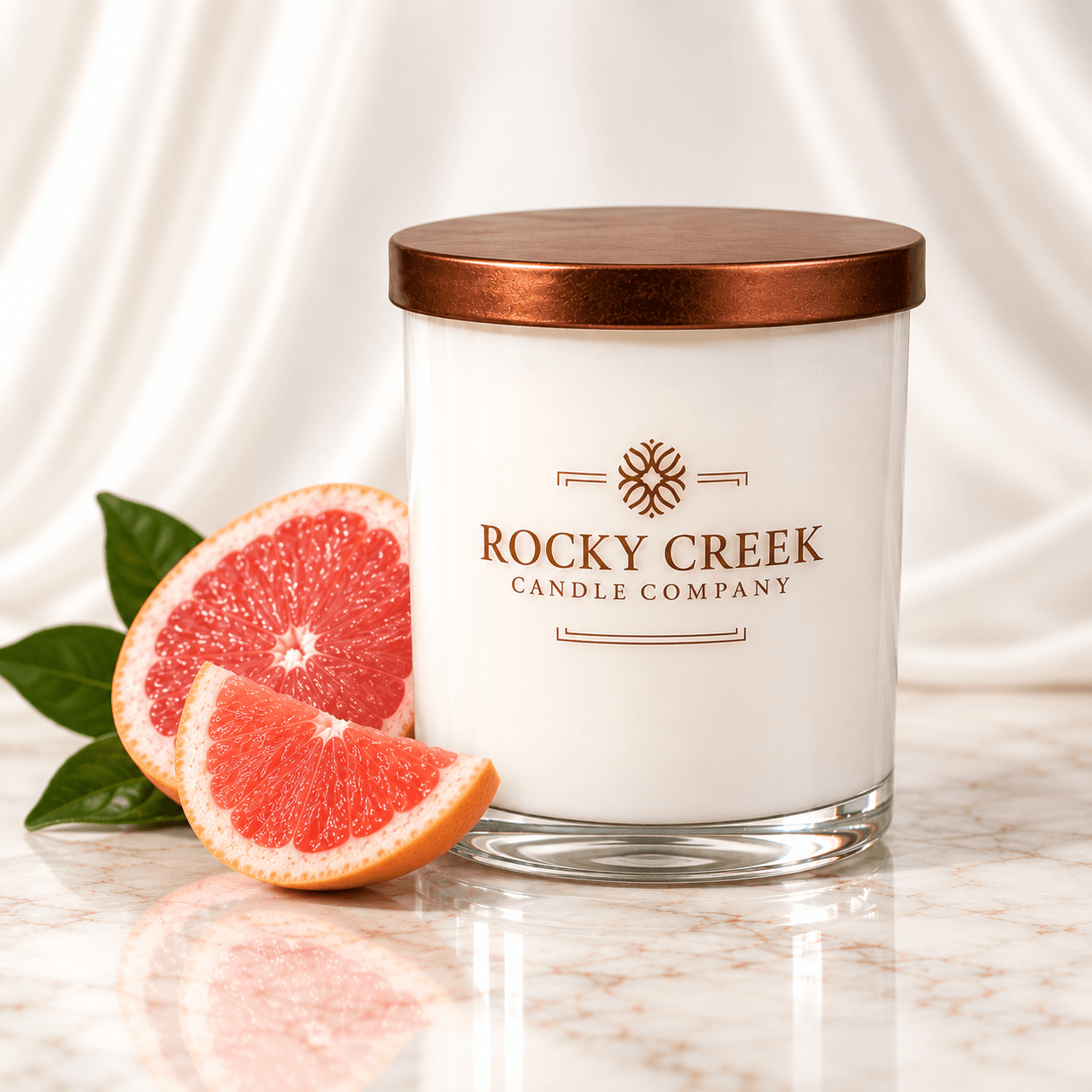 Grapefruit white rock glass tumbler candle