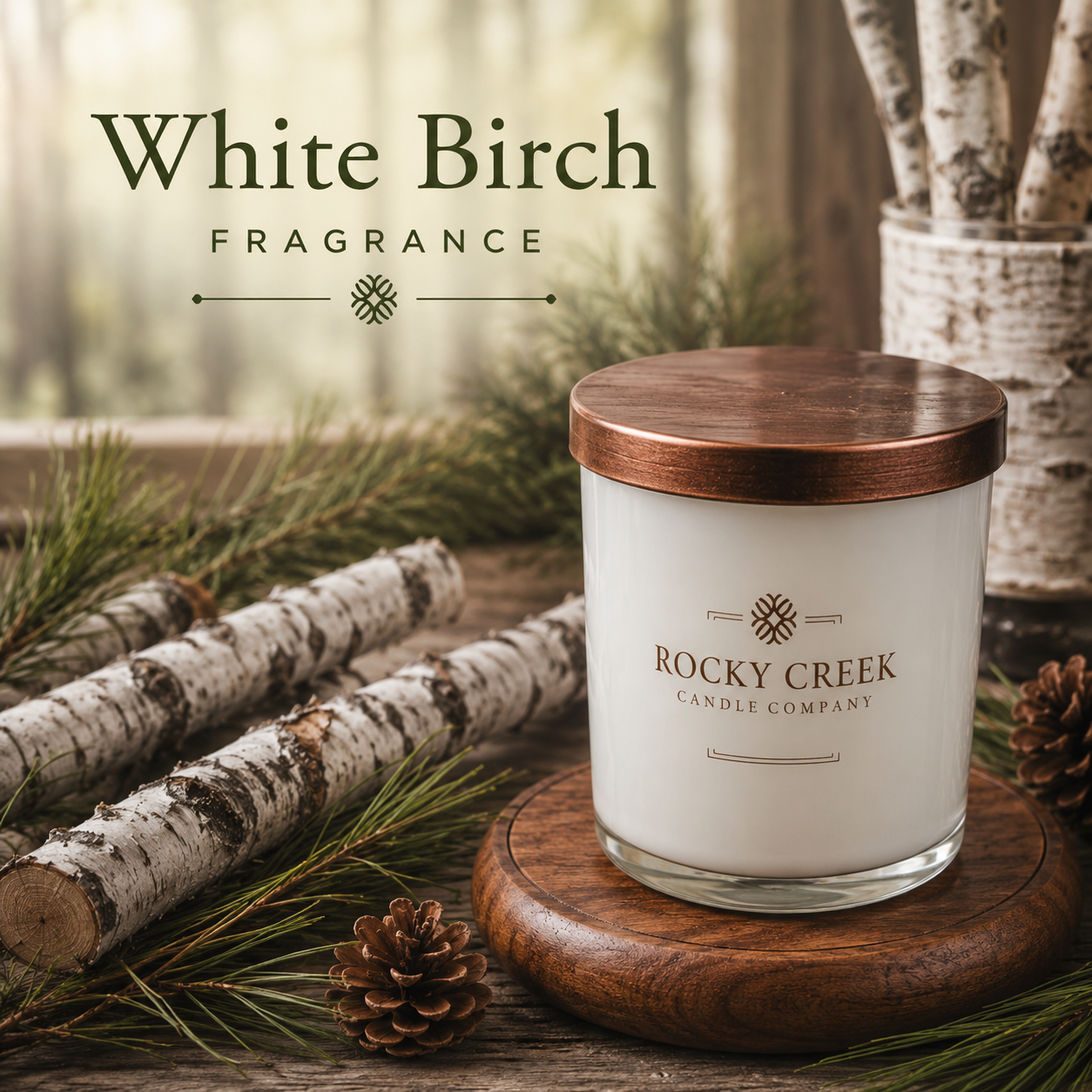 White Birch Scented white rock glass tumbler