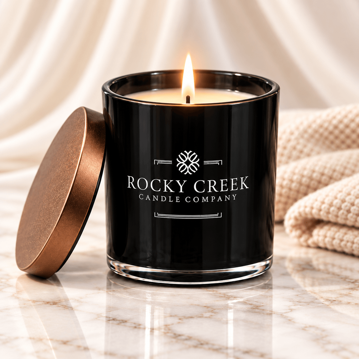 Apple Pumpkin Butter scented black rock glass tumbler candle