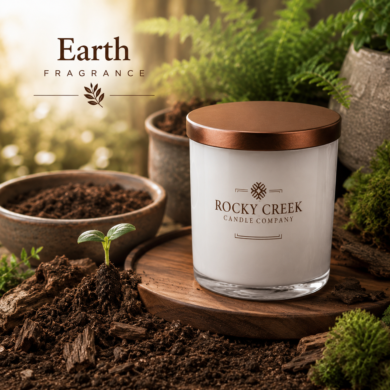 Earth Scented Candle in White Rock Glass Tumbler