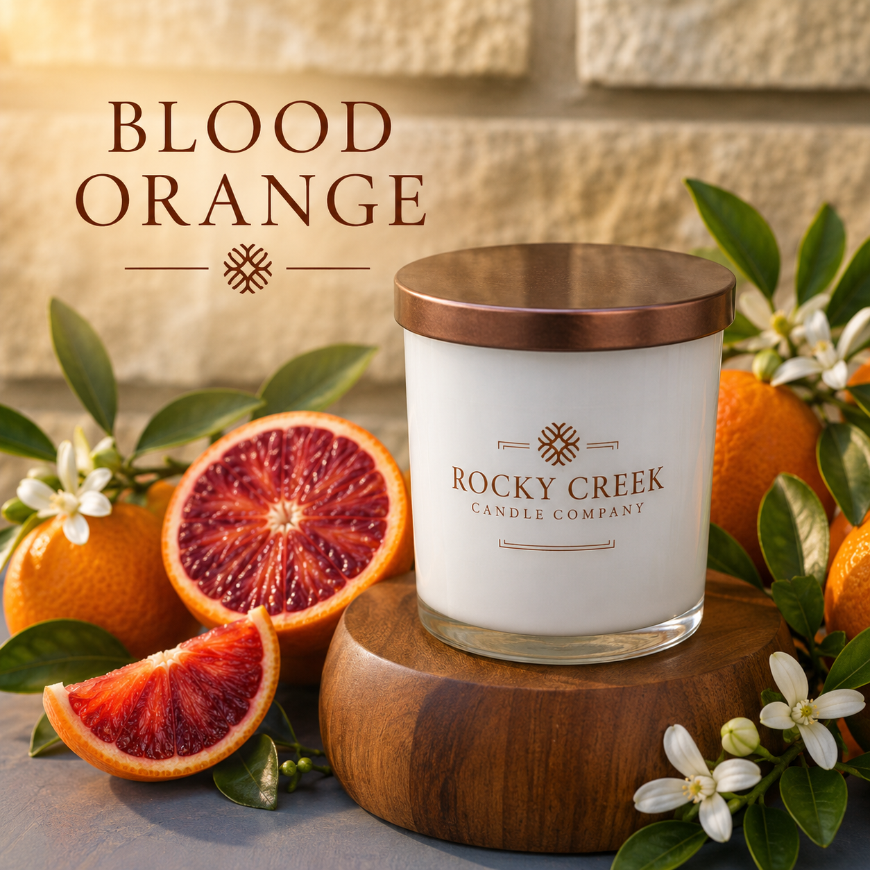 Blood Orange white glass candle