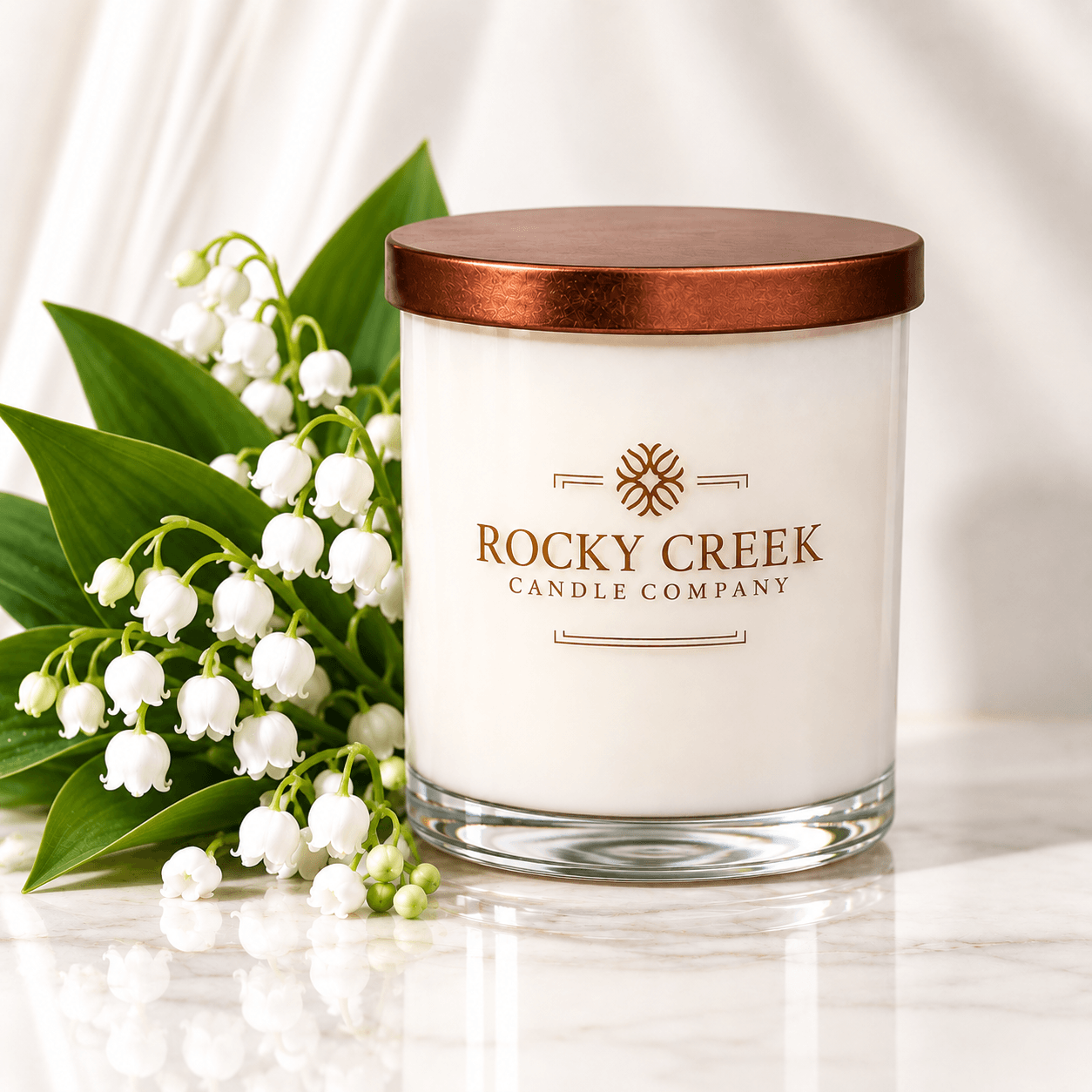 Lily of the Valley Scented white rock glass tumbler candle