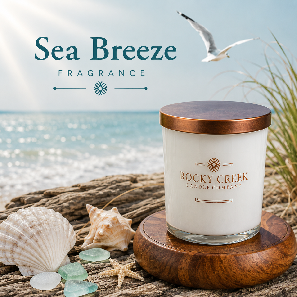 Sea Breeze Fragrance white rock glass tumbler